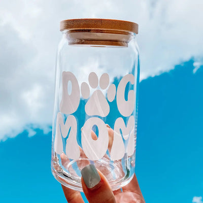 Dog Mom Glass Cup and Lid - Millie Maes