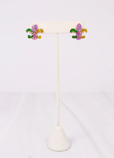 Glitter Fleur de Lis Stud Earring - Millie Maes