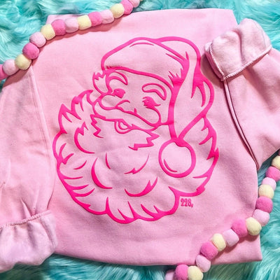 Santa Sweatshirt Puff Detailed in Pink - Millie Maes