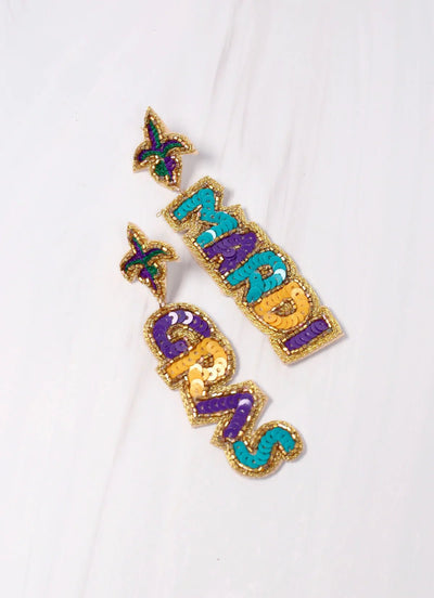 Sequin "Mardi Gras" Earring - Millie Maes