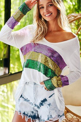 Sequined Color Block Top - Millie Maes